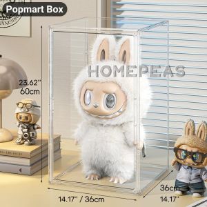 Homepeas® Large Popmart Display Box Labubu Organiser Figurine Shelf Rack Transparent - 360° Display Large Capacity