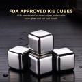 Stainless Steel Ice Cubes Reusable Ice Cubes with Tongs Stopper Quick Frozen Chilling Stone Cooler. 