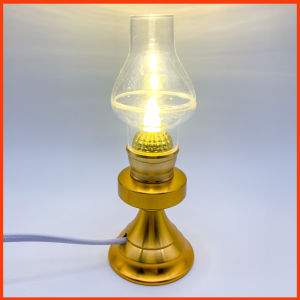 [TMS - DAU01] Đèn dầu điện tử vỏ kim loại nhũ đồng Đèn dầu cắm điện đèn thờ