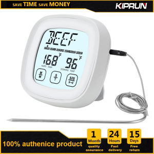 เครื่องวัดอุณหภูมิในครัวดิจิตอลแบบ KIPRUN เทอร์โมมิเตอร์วัดอุณหภูมิเนื้อสัตว์ทำจากสเตนเลสเครื่องวัดความร้อนอุณหภูมิเตาอบในครัวอุปกรณ์ทำอาหารจับเวลาบาร์บีคิว