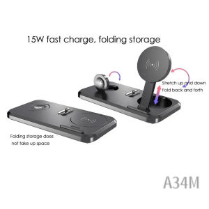 A34M-Portable 3 In 1 Charging Station For  Products Foldable Charger Stand For Iwatch6/SE/5/4/3/2/1 For  Pro/2/1