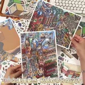 KW 3D Scene Sticker Cute Miniature Aesthetic Big A4 Size Birthday Goodies Nostalgic Series GA 440