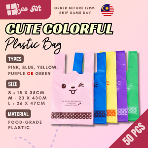 50pcs Cute Plastic Bag Goodies Bags Kindergarten Gift Doorgift for Kenduri Birthday Party Food and Event