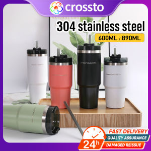 Crossto 20oz/30oz Tumbler Thermos Mug With Straw Stainless Steel Vacuum Insulated Travel Coffee Cup Car Water Bottle
