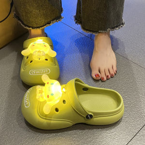 [Free Shipping] Light-Up Clogs For Women Featuring Cartoon Dog Designs Perfect For Summer Wear Versatile Non-Slip With Thick Soles And A Cute Enclosed-Toe Style