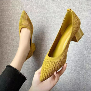 Free Shipping 5Cm Pointed-Toe High Heels Shallow-Cut Thin-Heeled Pumps Breathable Knit Mesh New Spring Collection For Women