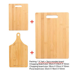 3pcs set wooden chopping board personalized wooden pizza board charcuterie board tray steak serving board paddle chopping board for restaurant kitchen cutting board sangkalan na makapal antibacterial chopping board with tray baking supplies and equipment