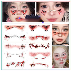 Halloween Face Stickers 10Pcs Halloween Makeup Face Tattoos Party Cosplay Face Decals Stickers Temporary Tattoo