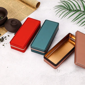 Christmas gift 【AYLMER】 Multicolor Tinplate Rectangular Storage Box Container with Lid Small Tin Boxes Empty Containers Storage Box Case Organizer