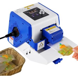 เครื่องซีลเครื่องรีดปากถุงสายต่อเนื่องอัตโนมัติพร้อมอุณหภูมิดิจิตอลและพลาสติกตัวควบคุมความเร็ว/กระเป๋าพีวีซีสำหรับการค้าห้องครัวในบ้านบรรจุภัณฑ์คุกกี้ดีไซน์ตั้งโต๊ะ220V