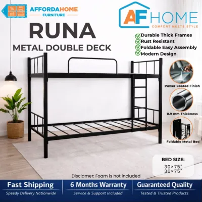 AF Home Runa Metal Double Deck| Minimalist Aesthetic Matibay Space-Saving | Bed Frame PH