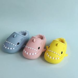 Shark-shaped cotton slippers for children eva Soft-soled cotton slippers for indoor use waterproof thick-soled cotton shoes for women and children