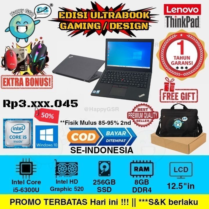 LAPTOP LENOVO THINKPAD X260 CORE i5 GEN 6 RAM 8GB DDR4 SSD 512GB MULUS