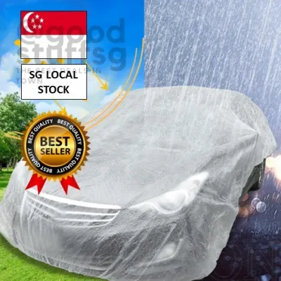 [SG FREE ] S/M/L/LL Disposable Rainproof Car Cover - Universal Soft Scratch-Free Car Cover - Thickened Transparent Clot