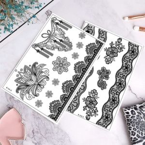 BEAUTYLADIES Black Mehndi Stickers Henna Tattoo Stickers Lace Fake Tattoo Legs Arm Body Art Sticker Lace Henna Tattoo Wedding Tool Black Henna Tattoo Decals Women/Lady