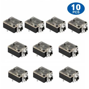 FLYING 10Pcs 5Pin PJ-324M Audio Jack PJ324M Interface With Nut Stereo Audio Jack Durable Solder Pin 3.5mm Headphone Socket for Audio Video Socket