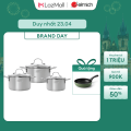 (Chỉ 23.04)Bộ nồi inox nguyên khối Elmich Trimax classic EL-2136OL01 size 18, 20, 22cm. 