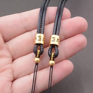 Black Leather Cord Necklace Rope Pendant Necklace Cord Buddha Amulet Thangka Buddha Head Pendant Cord Hand Rope