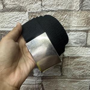 Gesper Ikat Pinggang Katun Polos Tebal Kepala Doff dan Nikel Pria Wanita