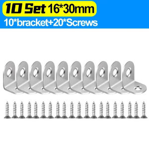 【XZxinzhan】20/1Set Stainless Steel Corner Bracket L Right Angle Connector Brackets Furniture Cabinet Fastener Corner Brace Shelf Support with Screw