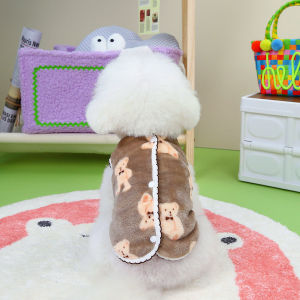 DY Loving Ins Style Pet Clothes Korean Dog Cardigan Soft Gentle Shaker Flannel Poodle Vest Teddy Bear Maltese Sleeveless Coat Puppy Skin Protected Clothes