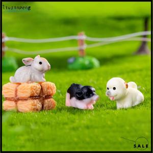【liujinpeng】 รูปปั้นสัตว์ขนาดเล็กรูปปั้นสุนัขแกะรูปม้ากระต่ายตกแต่งภูมิทัศน์ขนาดเล็กสำหรับรถบ้านของตกแต่งเดสก์ท็อป