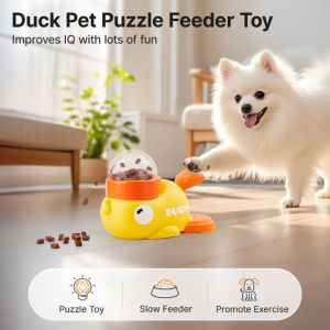 Dog Puzzle Feeder Toy Cute Duck Automatic Training Dog Anti-slip Slow Food Dispenser Interactive