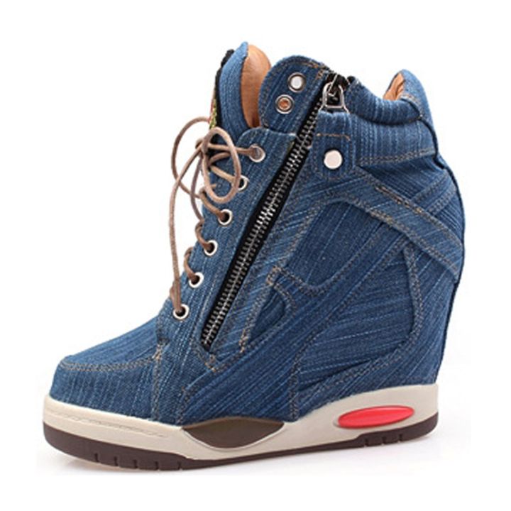 Womens denim sales wedge shoes