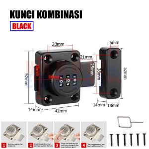 Kunci Laci Kombinasi 3 Digit Tanpa Kunci Grendel Kode Pintu Lemari Laci