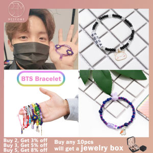 🔥BESFOME🔥 Kpop Bangtan Boys Beads Bracelet Colorful Cartoon Animals Elastic Bracelet Jhope Handmade Jewelry for Girls V SUGA Jimin Jin