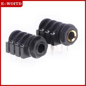 【E-WOITD】 5ชิ้นแจ็คชนิดเสียงสเตอริโอแผง PCB เมาท์6ขา1 4 6.35มม. ช่องสัญญาณคู่แจ็คหูฟังสเตอริโอตัวเมียช่องเสียบแจ็คโทรศัพท์