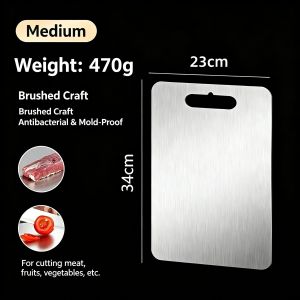 1 PC 304 Stainless Steel Cutting Board Mold Proof Odor Free Hanging Hole Design Dual Sided Chopping Board