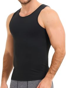 Mens Shapewear Tank Top Compression Shirt Sweat Vest Abdominal Control Posture Enhancer Base Layer Top