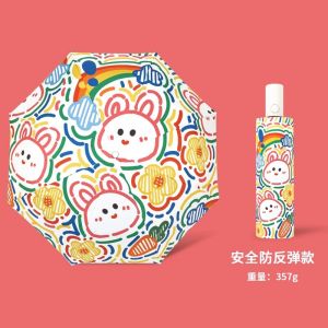 AE Custom sample logo Womens umbrella for both rain and sun automatic folding sun umbrella UV protection black-coated sunshade