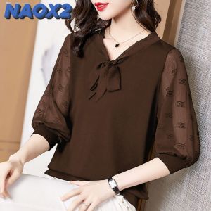NAOX2 Womens Short-sleeved Loose Five-point Sleeve Top Fashion Bottoming Shirt