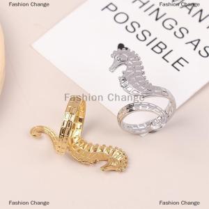 [COD] Fashion Change Sea Beach Stainless Steel Sea Horse Design Open Ring ​Light Cozy ​Women Charm PVD Plated Waterproof Stylish Jewelry Gift