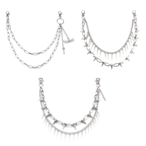 โซ่ฮิปฮอปสำหรับนักเต้น Punk Egirl Eboy ด้าน Celana Jeans Harajuku Punk Chain Edgy สำหรับกระโปรงกางเกง