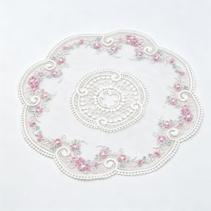 MINIAT Embroidered Design Lace Doily French Floral Pattern Round Shape Table Runner Vintage 1PC Table Decoration Dining Table