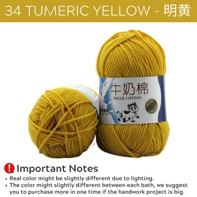 Benang Kait Milk Cotton Yarn 5ply 50g (Putih-Kuning-Oren)/5ply Milk Cotton Knitting Yarn 50g Yarn (White-Yellow-Orange)/Yarn