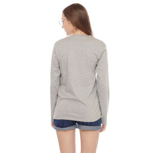 Kaos Polos Wanita Oneck Lengan Panjang Bahan Katun Combed 30s Warna Abu Misty
