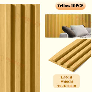 20PCS Solid Wood Panel Board Waterproof Design TV Background PVC Grille Wall Decor Fluted Panel