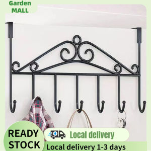 【Local delivery】Nail Free Hat Clothes Coat Towel Bag Metal Door Hanger Bathroom Bedroom 7 Hooks Rack
