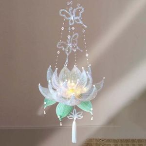 OKDEALS01 Handmade Lotus Lantern Glowing Luminous Handheld Light DIY Material Kit Chenille Stems Flower Lamp Mid-Autumn Festival
