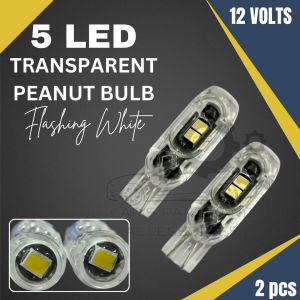CPA (11589) 2PCS PEANUT BULB TRANSPARENT 5 LED FLASHING WHITE