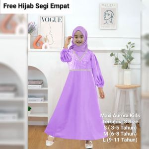COD Baju Gamis Viral Anak Perempuan Maxi Aurora Kids Model Polos Brokat Remaja Tanggung Lengan Panjang Bahan Moscrepe Mix Brokat Gamis Anak Viral 2026