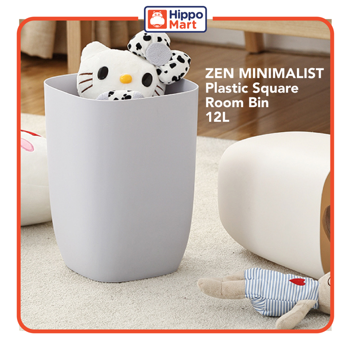 ZEN MINIMALIST HPM0229, Plastic Square Room Bin, 12L, Trash Bin