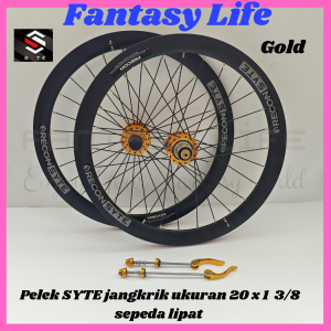 Fantasy Wheelseet Velg 20+ SYTE 28 hole bearing jangkrik discbrake alloy ukuran ban 20 x 1 3/8  sepeda lipat SEPASANG