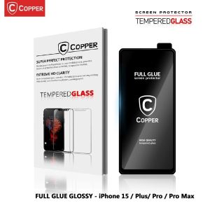 COPPER Tempered Glass for IPHONE 15 / 16 series | Plus/Pro/Max – Anti Gores Premium Pelindung Full Layar Presisi | Screen Guard | Screen Protector TG – Glossy / Anti Blueray / Anti Glare Matte / Privacy Anti Spy Antispy