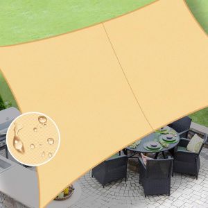 MaoJin Waterproof Rectangular Sand Sun Shade Sail Cannoy UV Resistant for Outdoor Patio Garden Backyard (We Make Custom Size)