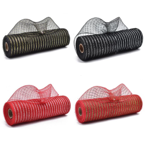 Metallic Foil Poly Net Ribbon 10Inchx10Yards Deco Net For Christmas Trees Wreath Home Decoration Packaging Art Craft